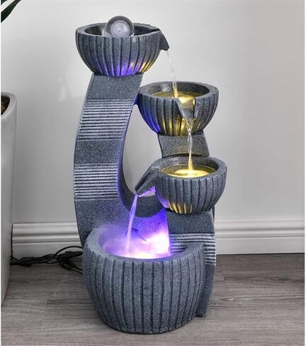 Lucky Living Room Water Curtain Wall Floor Flowing Water Fountain Entrance Decoration Home Decoration Decoration Opening Gift (Color : A Size : 32 * 30 * 60cm) in Saudi Arabia