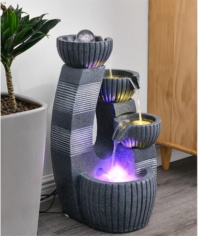 Lucky Living Room Water Curtain Wall Floor Flowing Water Fountain Entrance Decoration Home Decoration Decoration Opening Gift (Color : A Size : 32 * 30 * 60cm) in Saudi Arabia