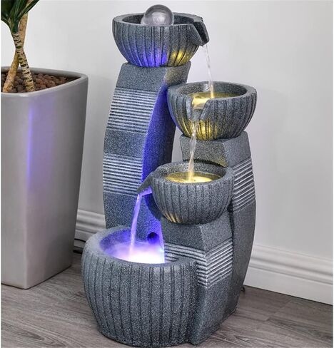 Lucky Living Room Water Curtain Wall Floor Flowing Water Fountain Entrance Decoration Home Decoration Decoration Opening Gift (Color : A Size : 32 * 30 * 60cm) in Saudi Arabia