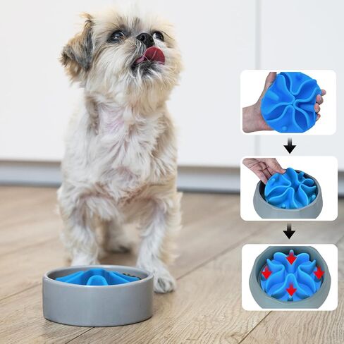 إدراج أوعية تغذية بطيئة للكلاب، إدراج تغذية بطيئة للكلاب من السيليكون مع أكواب شفط قوية مثالية لأوعية الكلاب المصنوعة من الزجاج والسيراميك المصنوعة من الفولاذ المقاوم للصدأ (أسود، حجم صغير) in Kuwait