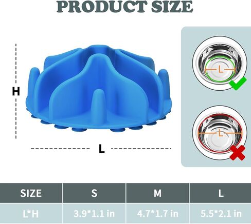 إدراج أوعية تغذية بطيئة للكلاب، إدراج تغذية بطيئة للكلاب من السيليكون مع أكواب شفط قوية مثالية لأوعية الكلاب المصنوعة من الزجاج والسيراميك المصنوعة من الفولاذ المقاوم للصدأ (أسود، حجم صغير) in Kuwait