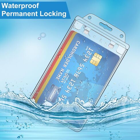 Tinlade Permanent Locking Hard Plastic Badge Holder Vertical Clear ID Badge Holder Heavy Duty Locking Badge Protector Case Badge Holder for Office School Card Travel 2.4 x 4.2 in(10 Pack) in Kuwait