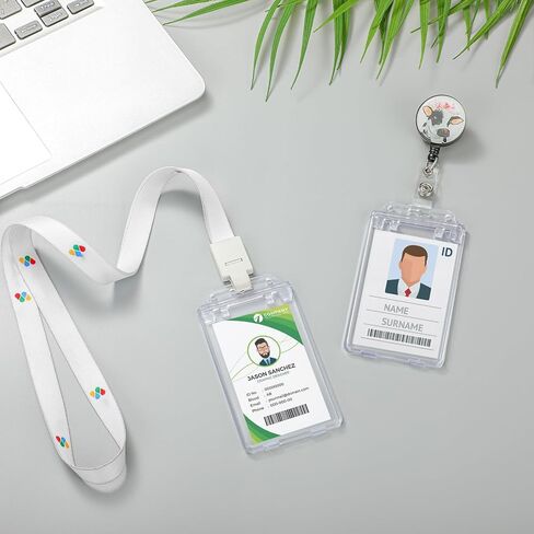 Tinlade Permanent Locking Hard Plastic Badge Holder Vertical Clear ID Badge Holder Heavy Duty Locking Badge Protector Case Badge Holder for Office School Card Travel 2.4 x 4.2 in(10 Pack) in Kuwait