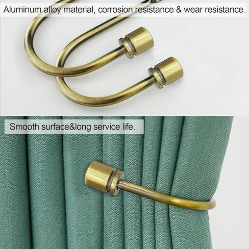 Coolnice ستارة Holdback، 2 حزمة من الستائر المثبتة على الحائط مع مسامير، حامل ستائر نافذة مزخرف معدني شديد التحمل على شكل حرف U للمكتب المنزلي، ذهبي in Kuwait