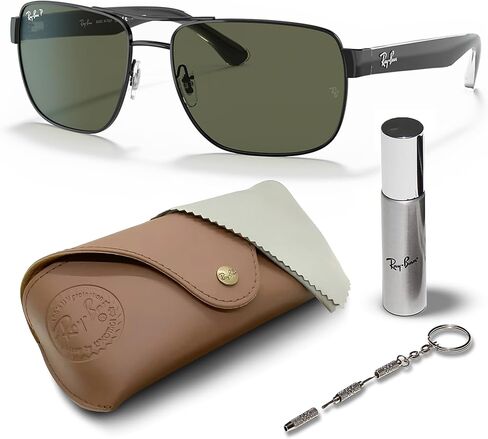 نظارات شمسية Ray-Ban RB3530 مربعة الشكل للرجال والنساء - نظارات شمسية كلاسيكية خالدة بأناقة عصرية - حماية ممتازة من الأشعة فوق البنفسجية وعدسات كلاسيكية - نظارات شمسية للرجال والنساء in Saudi Arabia