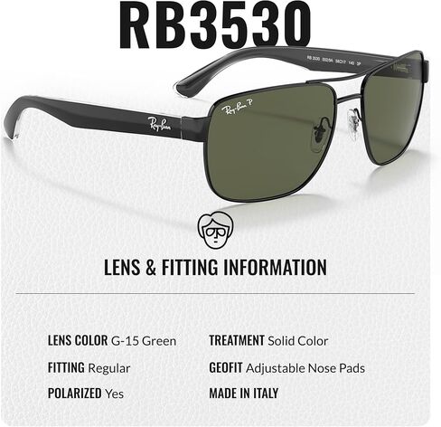 نظارات شمسية Ray-Ban RB3530 مربعة الشكل للرجال والنساء - نظارات شمسية كلاسيكية خالدة بأناقة عصرية - حماية ممتازة من الأشعة فوق البنفسجية وعدسات كلاسيكية - نظارات شمسية للرجال والنساء in Saudi Arabia
