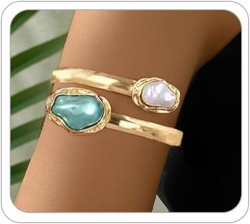 Gold Arm Cuff Bracelet for Women Gold Pearl Arms Cuff Upper Arm Cuffs Bangle Bracelet Minimalist Armband Arms Cuffs Jewelry for Women in Kuwait