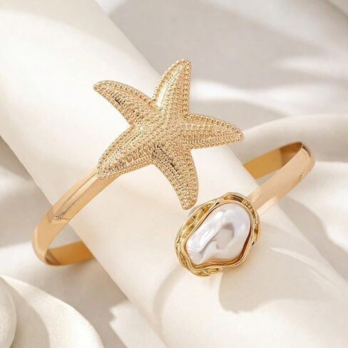 Gold Arm Cuff Bracelet for Women Gold Pearl Arms Cuff Upper Arm Cuffs Bangle Bracelet Minimalist Armband Arms Cuffs Jewelry for Women in Kuwait