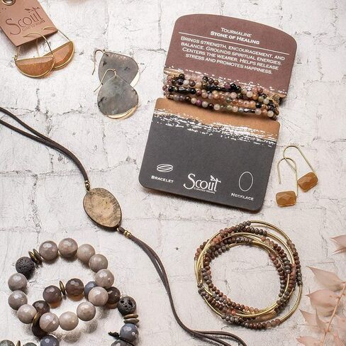 Scout Curated Wrap Necklace Bracelet – Over 30 Stone Options - Natural Stone Bracelet & Stone Necklace – Semi-Precious Gemstone Jewelry for Women in Saudi Arabia