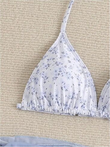 Milumia Girl's 3 Piece Bikni Set Ditsy Floral Halter Swimsuit with Cover Up Skirts in Saudi Arabia
