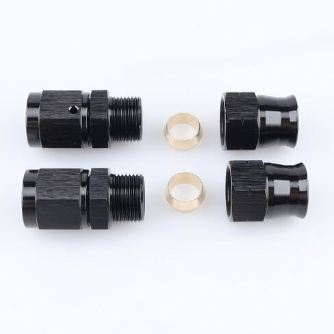 Aluminum Alloy -8 AN Female to 1/2" Hardline Tube Fuel Fitting Compression Adapter, Black Pack of 2 in Kuwait