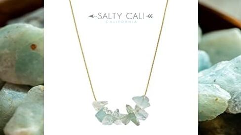 SALTY CALI Rock Candy Aquamarine ~ Necklace, Gold ~ Ocean inspired dainty jewelry, Made in California! in Saudi Arabia