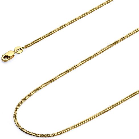 Wellingsale 14K سلاسل القمح الذهبي المربع الذهبي الصلب (حدد خيارات) in Kuwait