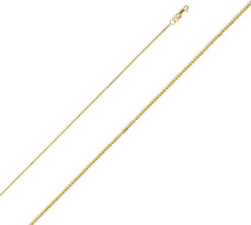 Wellingsale 14K سلاسل القمح الذهبي المربع الذهبي الصلب (حدد خيارات) in Kuwait