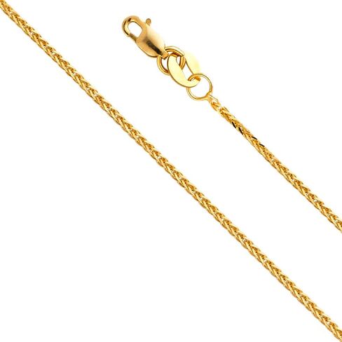Wellingsale 14K سلاسل القمح الذهبي المربع الذهبي الصلب (حدد خيارات) in Kuwait