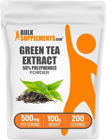 BulkSupplements.com Green Tea Extract Powder - 50% Polyphenol, Green Tea Supplement, Herbal Supplement - Gluten Free, 500mg per Serving, 250g (8.8 oz) (Pack of 1) in Saudi Arabia