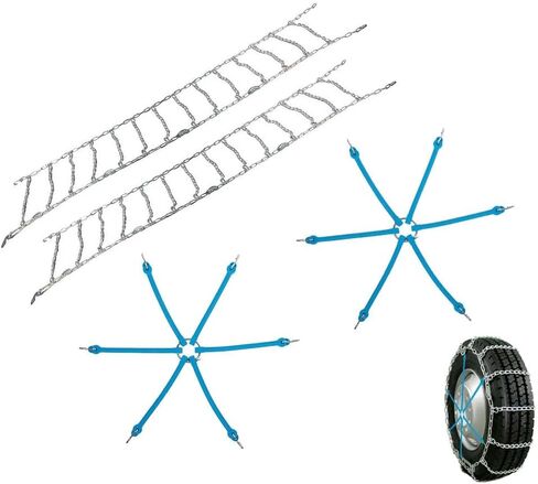 MyTee Products Snow Tyre Chain Kit - Cam Tensioner Twisted Link Snow Tyre Cains يناسب 16.5 "حافة و 12" إطارات عريضة و 33 "و 40" توتر العنكبوت الأزرق العنكبوت للشاحنات وسيارات الدفع الرباعي - 2 زوج in Saudi Arabia