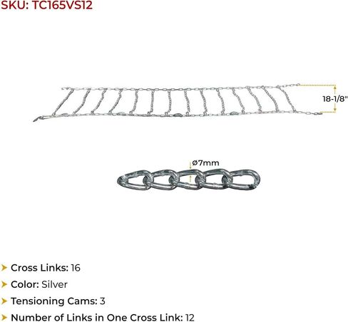 MyTee Products Snow Tyre Chain Kit - Cam Tensioner Twisted Link Snow Tyre Cains يناسب 16.5 "حافة و 12" إطارات عريضة و 33 "و 40" توتر العنكبوت الأزرق العنكبوت للشاحنات وسيارات الدفع الرباعي - 2 زوج in Saudi Arabia