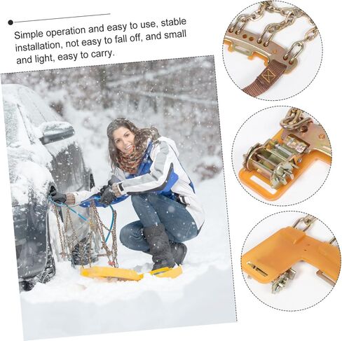 Amosfun Adjustable Snow Chains for Suv Pickup Trucks Tire Traction Chains Durable Manganese Skid Design for Snow and Mud Emergency All in Saudi Arabia