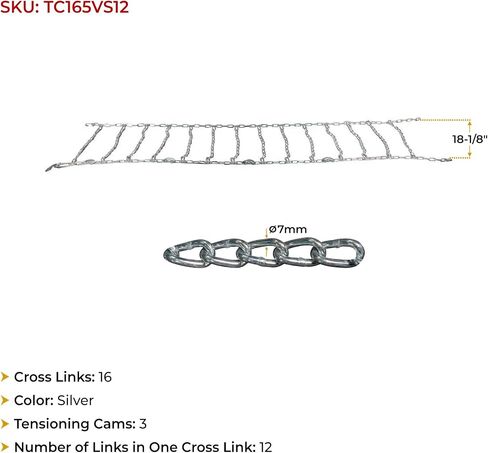 MyTee Products Snow Tyre Chain Kit - تشمل سلاسل إطارات الثلج الملتوية ذات الرابط الملتوي مع إطارات عريضة 12.5 "و 12" و 26 "و 32" توتر العنكبوت المطاطي للشاحنات وسيارات الدفع الرباعي - 2 زوج in Saudi Arabia