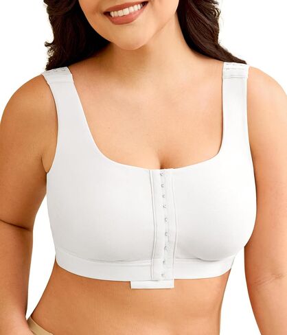 LANCS Wireless Front Closure Compression Bras for Women Post Surgery Mastectomy Everyday Bra with Adjustable Straps in Kuwait