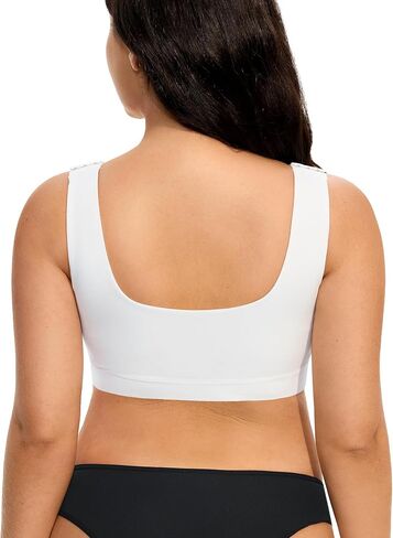 LANCS Wireless Front Closure Compression Bras for Women Post Surgery Mastectomy Everyday Bra with Adjustable Straps in Kuwait