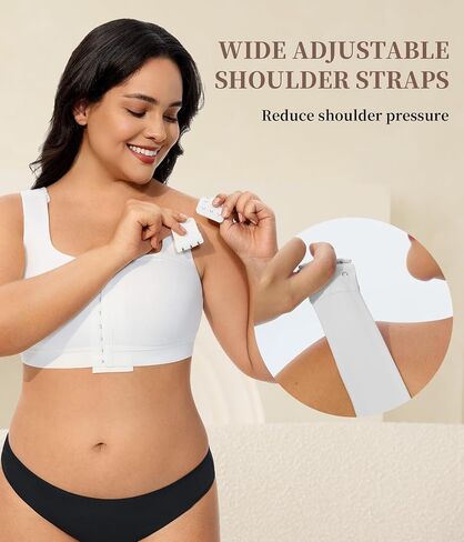 LANCS Wireless Front Closure Compression Bras for Women Post Surgery Mastectomy Everyday Bra with Adjustable Straps in Kuwait