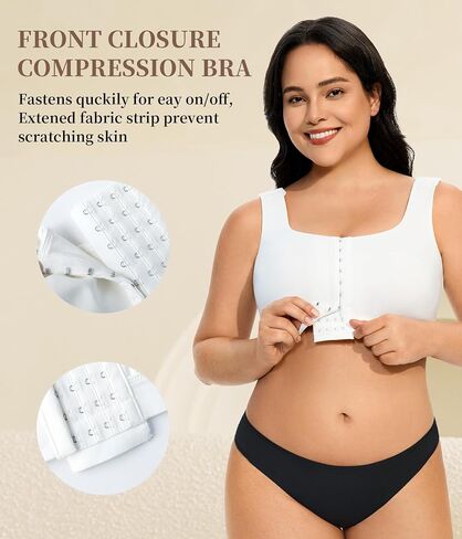 LANCS Wireless Front Closure Compression Bras for Women Post Surgery Mastectomy Everyday Bra with Adjustable Straps in Kuwait