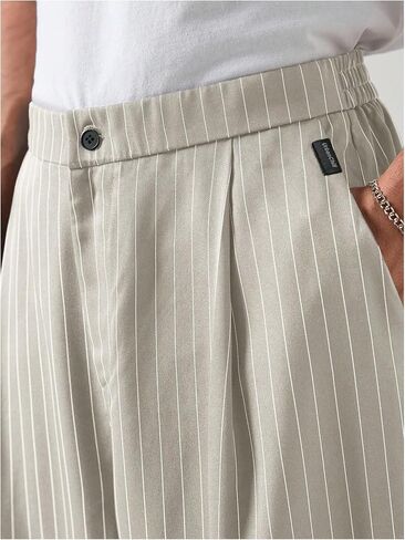 GORGLITTER Men's Baggy Casual Pleated Striped Dress Pants 2025 Wide Leg Trousers with Pockets in Saudi Arabia