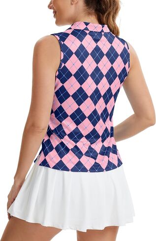 قميص Mathcat Womens Golf ، Upf 50+ Argyle Tennis Polo ، قمم دبابات رياضية خفيفة الوزن بلا أكمام in Kuwait