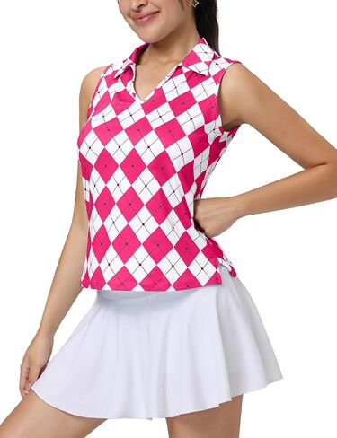 قميص Mathcat Womens Golf ، Upf 50+ Argyle Tennis Polo ، قمم دبابات رياضية خفيفة الوزن بلا أكمام in Kuwait