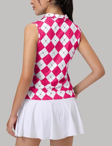 قميص Mathcat Womens Golf ، Upf 50+ Argyle Tennis Polo ، قمم دبابات رياضية خفيفة الوزن بلا أكمام in Kuwait