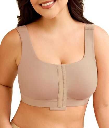 LANCS Wireless Front Closure Compression Bras for Women Post Surgery Mastectomy Everyday Bra with Adjustable Straps in Kuwait