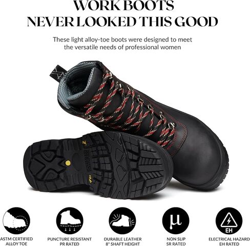 Xena Workwear Horizon Alloy Toe Women's Work Boots, Slip & Puncture Resistant, ASTM F2413-18 Certified, OSHA Compliant, Electrical Hazard EH, Nubuck Leather in Saudi Arabia