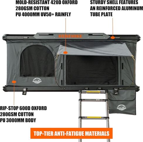 Rooftop Tent Hard Shell, BENEHIKE Alumabode V2 Aluminum Hard Shell Pop-up Rooftop Tent for Van Jeep SUV Truck Car Tents for Camping (2~3 Person) in Saudi Arabia