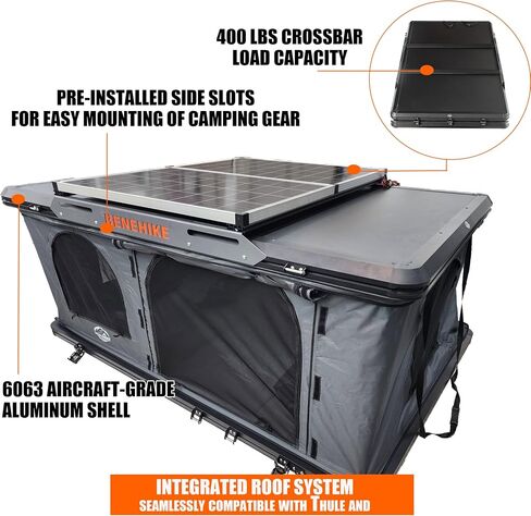 Rooftop Tent Hard Shell, BENEHIKE Alumabode V2 Aluminum Hard Shell Pop-up Rooftop Tent for Van Jeep SUV Truck Car Tents for Camping (2~3 Person) in Saudi Arabia