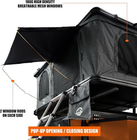 Rooftop Tent Hard Shell, BENEHIKE Alumabode V2 Aluminum Hard Shell Pop-up Rooftop Tent for Van Jeep SUV Truck Car Tents for Camping (2~3 Person) in Saudi Arabia