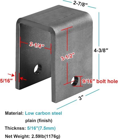2 PCS Weld On Trailer Leaf Spring Hanger Front/Center/Rear Hanger for Double Eye Springs, Fit 2" Springs 4-3/8" Tall - 9/16" Bolt Hole in Saudi Arabia