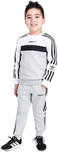 adidas Boys Crew Suit Sweatsuit Tracksuit, Medium Grey Heather, XX-Small in Saudi Arabia