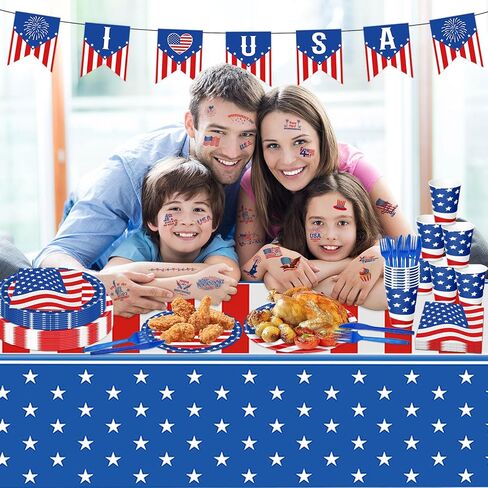 98PCS Happy Father's Day Party Supplies Fathers Day Tableware Set Best Dad Paper Plates Napkins Forks Knives Tablecloth Banner Fathers Day Party Decorations Disposable Dinnerware for 16 Guests in Saudi Arabia
