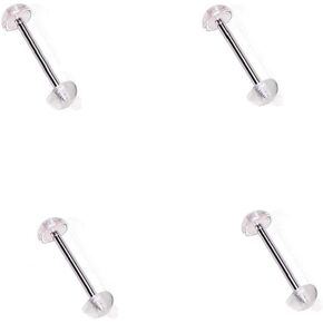 4pc Tongue Ring Clear Retainer with Half Ball Surgical Steel 14 Gauge 5/8 in Saudi Arabia