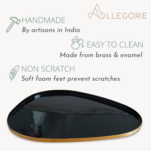 Allegorie Decorative Tray | Stylish Vanity Organizer or Catchall Valet Display | Gold Metal Serving Tray for Coffee Table, Ottoman, Bar, Liquor or Cocktails 16 x 12.5 inches (Blue) in Saudi Arabia