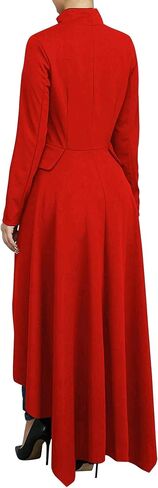 Womens Long Dovetail Gothic Trench Coat Polka Dot Zipper Up Tailcoat Jacket in Saudi Arabia