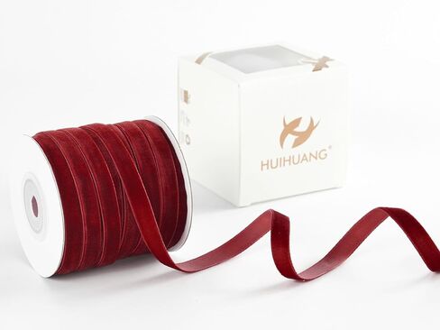 HUIHUANG Dusty Blue Velvet Ribbon 3/8 inch x 25 Yards Single Face Vintage Blue Velvet Ribbon for Gift Wrapping, Christmas Tree Ornaments, Wreath Decor, Bows, Flower Bouquet, Wedding Decor in Kuwait