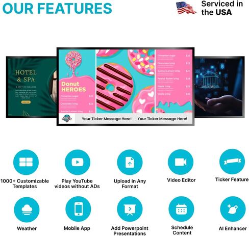 TV Digital Signage 4k Player Kit | Digital Signage Media Player, Auto-Post Content, Cloud-Controlled | Independent Operation in Multiple TVs | Thousands of Templates | Free Plan & Mobile App in Saudi Arabia