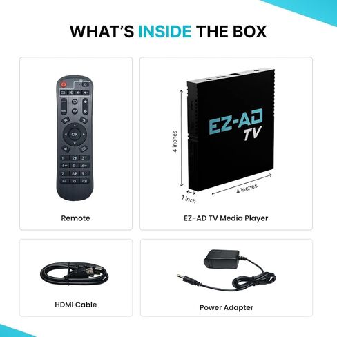 TV Digital Signage 4k Player Kit | Digital Signage Media Player, Auto-Post Content, Cloud-Controlled | Independent Operation in Multiple TVs | Thousands of Templates | Free Plan & Mobile App in Saudi Arabia