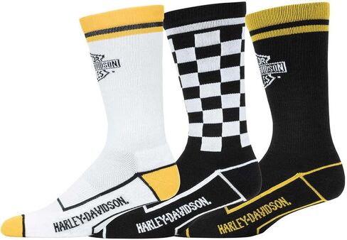 Harley-Davidson Men's 3-Pack Race & Rally Vented Wicking Socks ، Black in Saudi Arabia