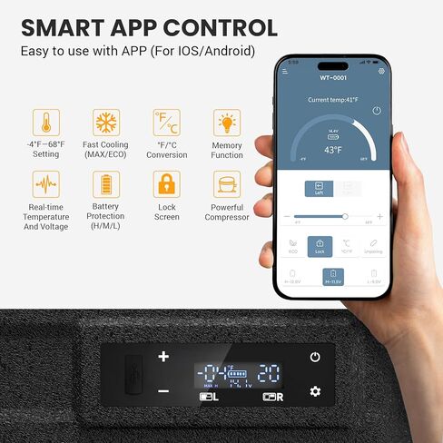 ثلاجة ثلاجة محمولة 12V للسيارة ، Auto 19 Cart Freezer Cooler ، -4 ℉ ℉ -68 ℉ 12/24V DC 100 ~ 240 Volt AC للشاحنة ، التخييم ، السفر ، المركبات ، RV in Kuwait