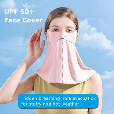 UPF 50+ Sun Protection Face Mask – Ice Silk Neck Gaiter, Reusable UV Face Cover, Breathable Cooling Mask for Women Men in Saudi Arabia