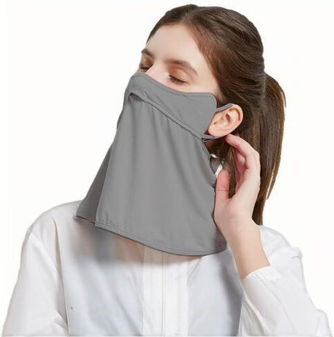 UPF 50+ Sun Protection Face Mask – Ice Silk Neck Gaiter, Reusable UV Face Cover, Breathable Cooling Mask for Women Men in Saudi Arabia